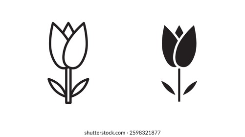 Flower tulip icon outlined icon vector collection.