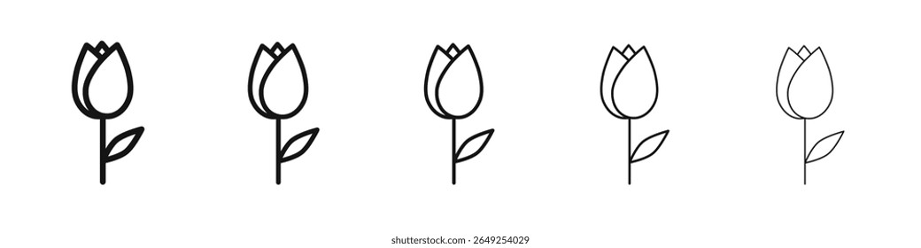 Flower tulip icon vector outline set illustration sign