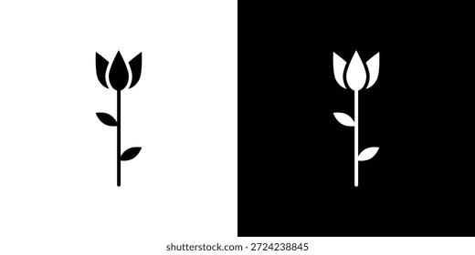 Iconos de tulipán de flores concepto de Vector plano. Ilustraciones en blanco y negro