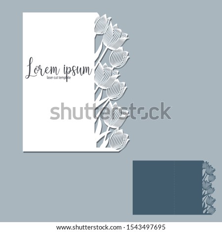 Flower tulip Laser cutting template for decoration, wedding cards, invitations, interior decorative elements.