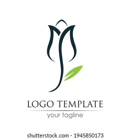 flower tulip logo vector illustration design template