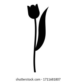 Flower tulip plant silhouette icon black color vector illustration flat style image