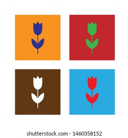 Flower tulip square icon four pieces flat style