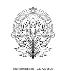 Flower tulip in the style of Art Nouveau. Beautiful tulip vintage floral composition 1920-1930 years.Modern style fashion.Vector design.