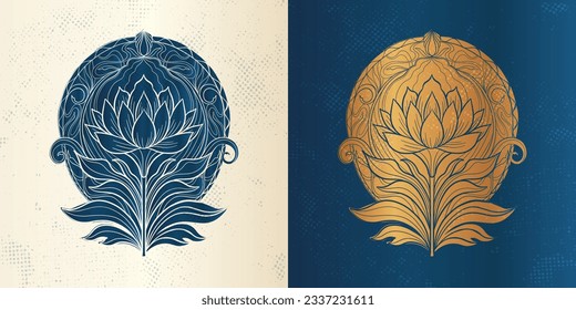 Flower tulip in the style of Art Nouveau. Beautiful tulip vintage floral composition 1920-1930 years.Modern style fashion.Vector design.