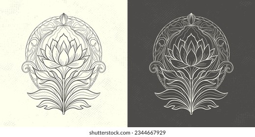 Flower tulip in the style of Art Nouveau. Beautiful tulip vintage floral composition 1920-1930 years.Modern style fashion.Vector design.