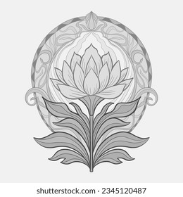 Flower tulip in the style of Art Nouveau. Beautiful tulip modern vintage floral composition 1920-1930 years.Vector design.