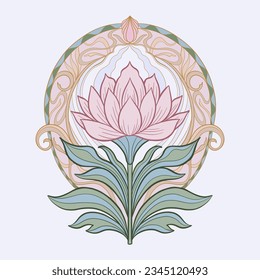 Flower tulip in the style of Art Nouveau. Beautiful tulip modern vintage floral composition 1920-1930 years.Vector design.