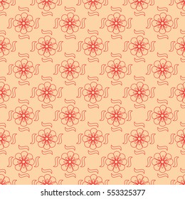 Flower and twig seamless pattern. Fashion graphic background design. Modern stylish abstract texture. Colorful template for prints, textiles, wrapping, wallpaper, website etc. Vector illustration