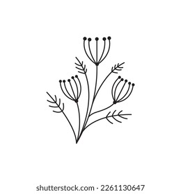ilustración de línea vectorial de ramas de flores