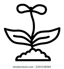 Flower with two petals line icon, floral concept, spring flower blossom sign on white background, growing flower icon in outline style for mobile concept and web design. Vector graphics