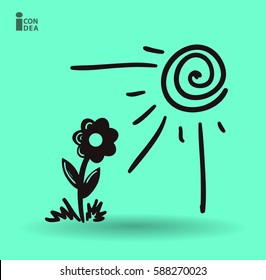 flower under sun beams