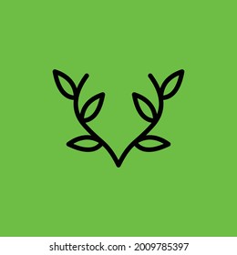 Flower V Letter Monogram Logo