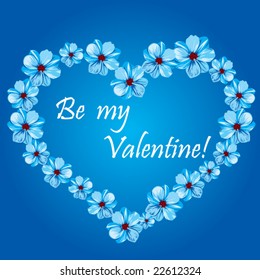 Flower Valentine heart (blue)