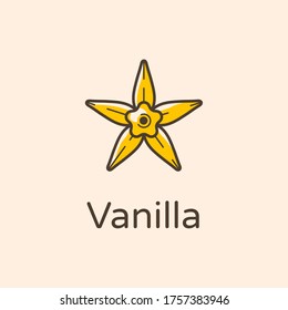 The flower of vanilla. Simple contour vector illustration for cosmetics, perfumeries and food packaging.