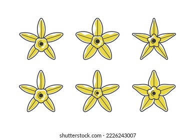 The flower of vanilla. Simple contour vector emblem for cosmetics, perfumeries and food packaging.