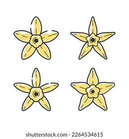 The flower of vanilla. Stylized emblem of flower bud.