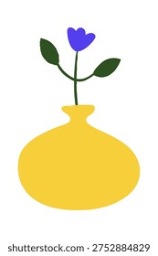 Flower in vase with bold shapes and clean lines on white background. Contemporary hand drawn look with organic form and negative space. Vector illustration