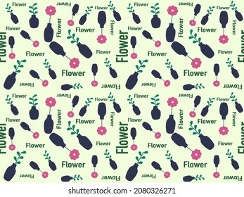 flower vase cartoon character pattern on green background
