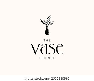 Flower Vase Ceramic Porcelain Interior Home Decoration Luxury Vector Logo Design Illustration