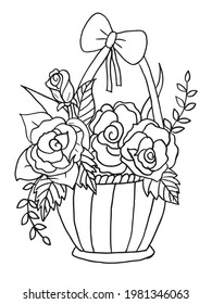 flower vase coloring page,flower coloring page,vector coloring page