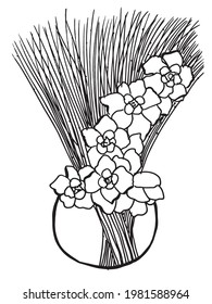 FLOWER VASE COLORING PAGE,FLOWER COLORING PAGE,VECTOR DESIGN,