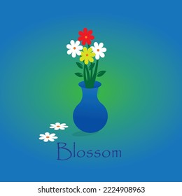 a flower vase with colourfull flowers