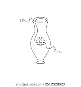 flower vase continuous illustration. line, unique, minimal concept