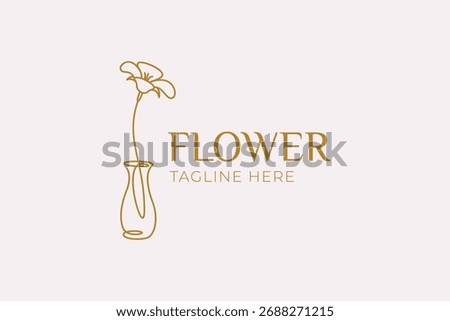Flower Vase Continuous Line Drawing Logo Abstract Decorative Art Style