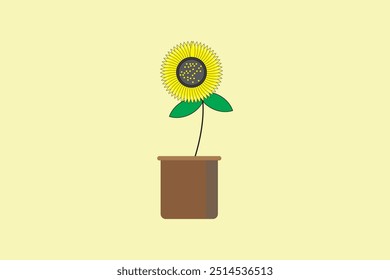 Flor en la Ilustración vectorial plana del florero para los diseños gráficos de la maqueta.