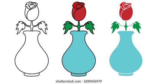flower vase hand drawn design vector