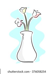 Flower Vase, a hand drawn vector illustration of a flower vase, isolated on a simple background (editable).