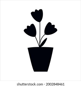 flower in the vase icon design template, vector illustration.