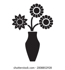Flower In Vase Icon Design Vector Graphic Illustration Template In Trendy Flat Style Sign And Symbol . Suitable for website design, logo, app, and ui. EPS 10.