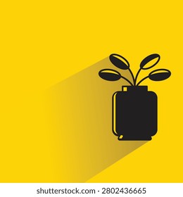 flower vase icon with drop shadow yellow background