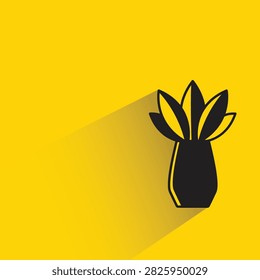 flower vase icon with drop shadow yellow background