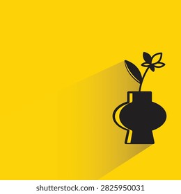 flower vase icon with drop shadow yellow background