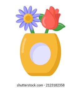 A flower vase icon in flat design

