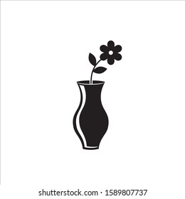Flower in vase icon flat style vector