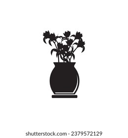 flower vase icon logo vector design template illustration