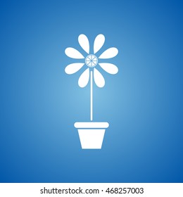 Flower Vase  Icon on blue color.