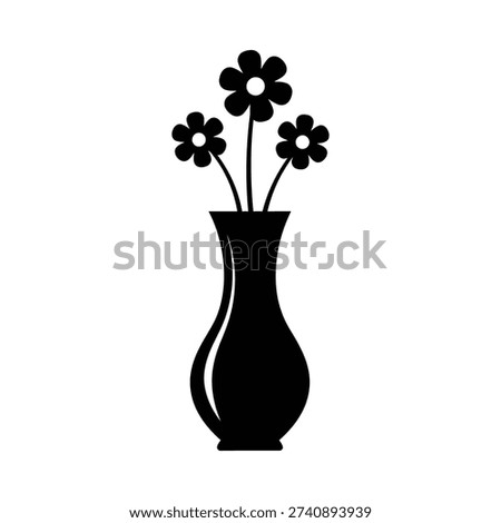 Flower vase icon silhouette vector illustration isolated