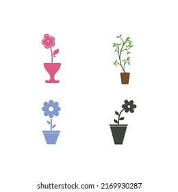 Diseño de ilustración vectorial de icono de jarrón de flores