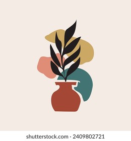 Flower in vase icon. Vector illustration in flat style.
