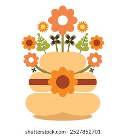 flower vase with flower illustration on white background design