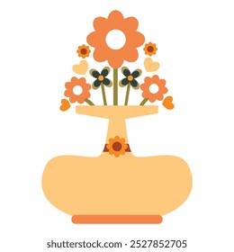 flower vase with flower illustration on white background design