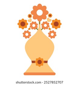 flower vase with flower illustration on white background design