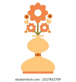 flower vase with flower illustration on white background design