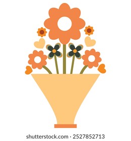 flower vase with flower illustration on white background design