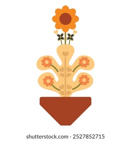 flower vase with flower illustration on white background design